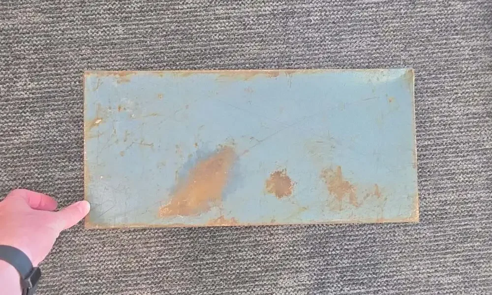 Vintage Cocaco Coutinho Carda & Co. Blue Cantilever Metal Tool Box